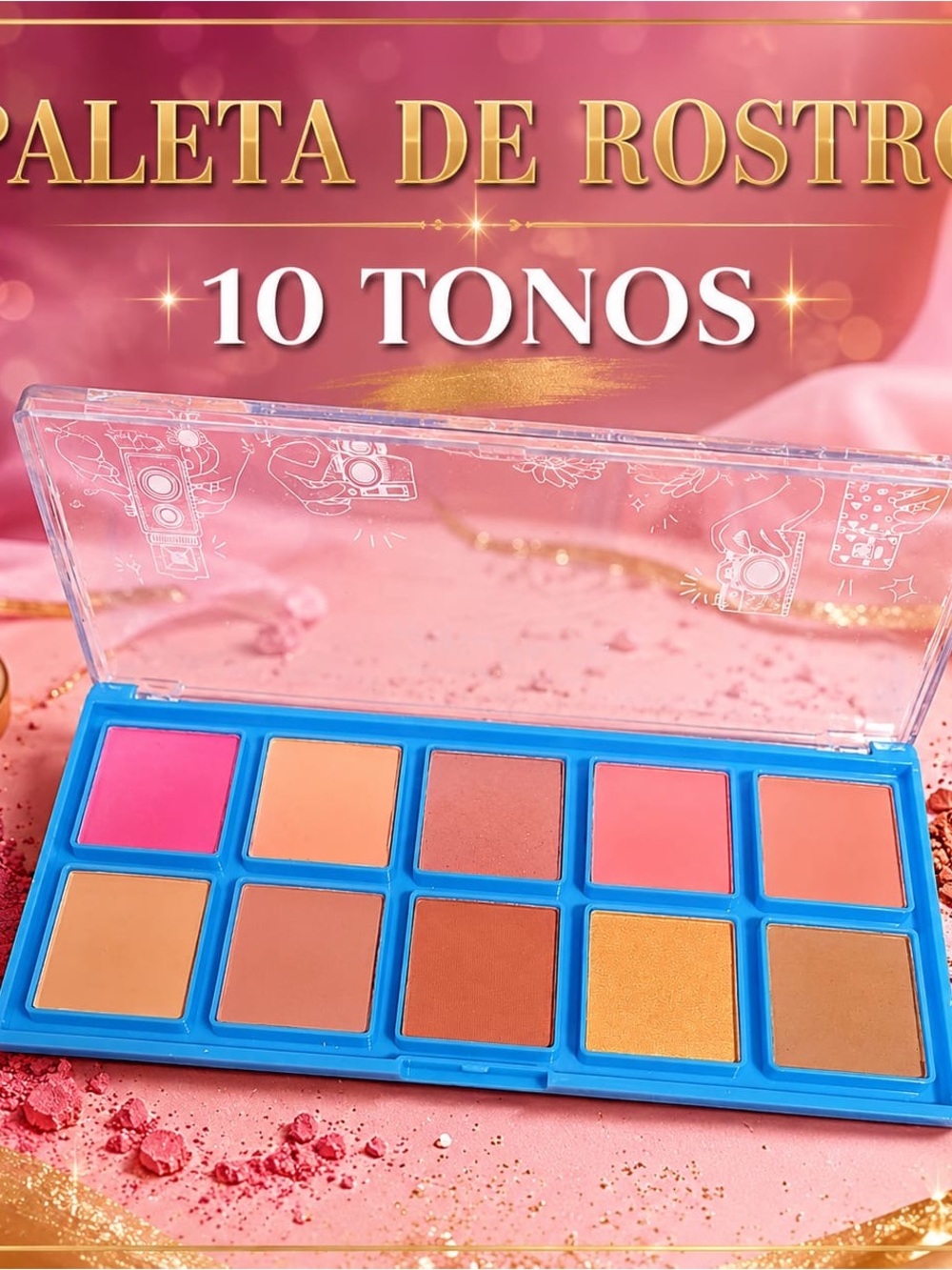 Women Makeup 10-Tone Blush & Bronzer Palette – Pink and Peach Shades